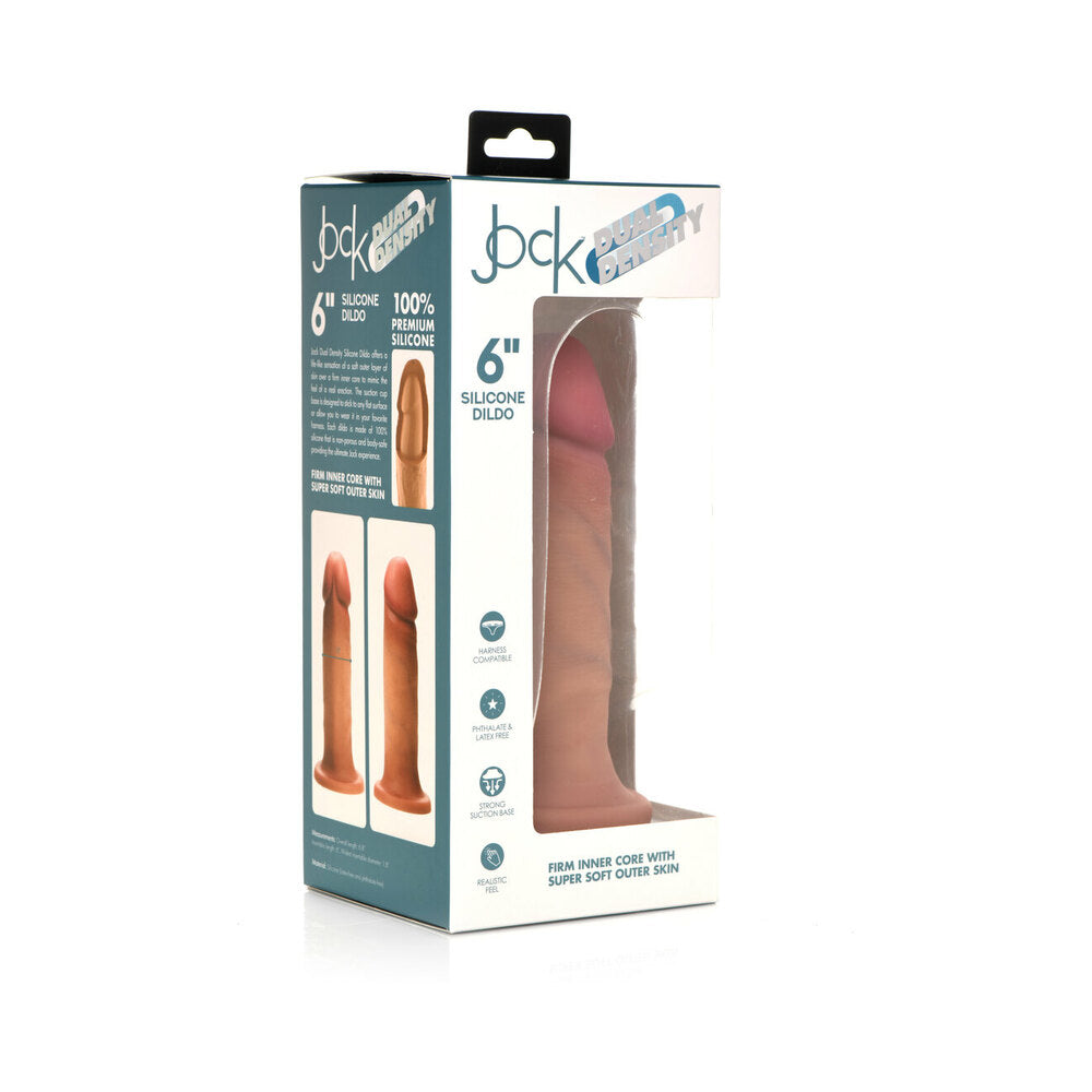 Curve Toys Jock Dual Density 6 in. Silicone Dildo with Suction Cup Light Curve Novelties Jock 6-inch dildo in retail box