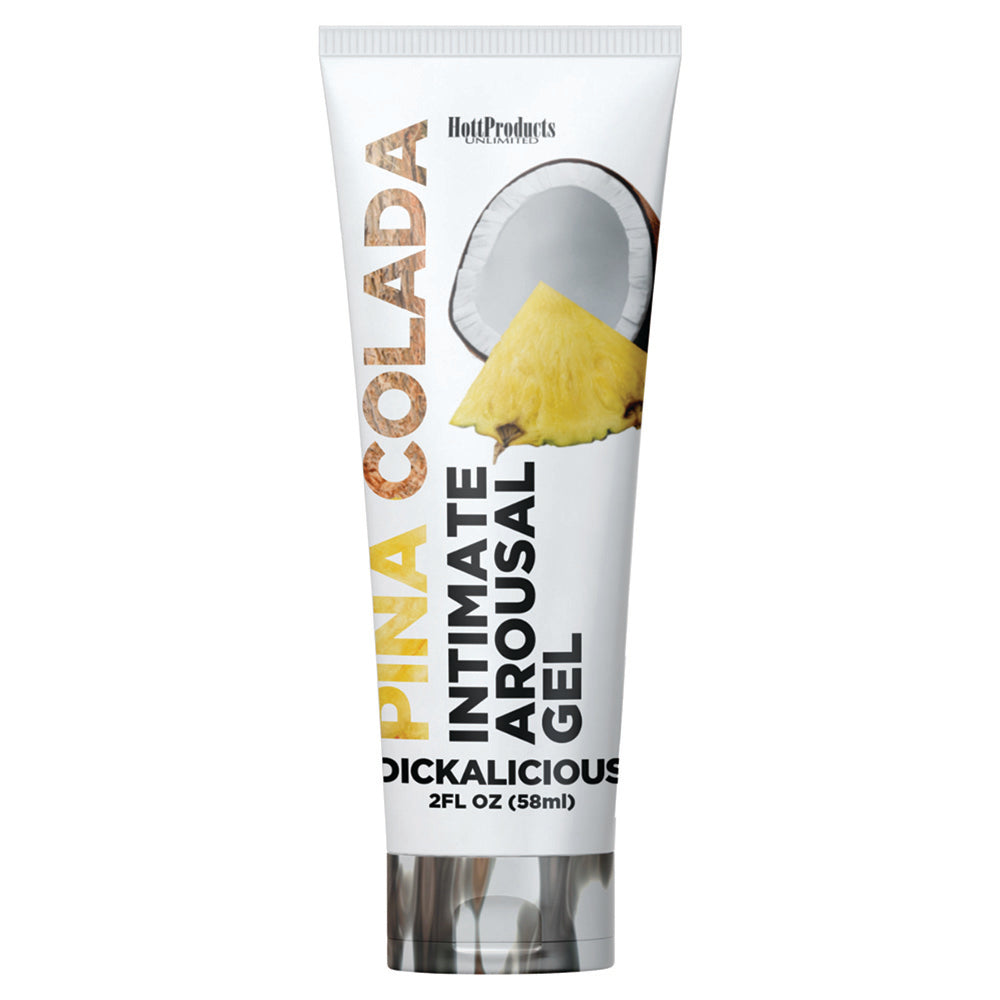 Dickalicious Intimate Arousal Gel Pina Colada 2 oz. Dickalicious Pina Colada two-ounce gel tube with coconut and pineapple