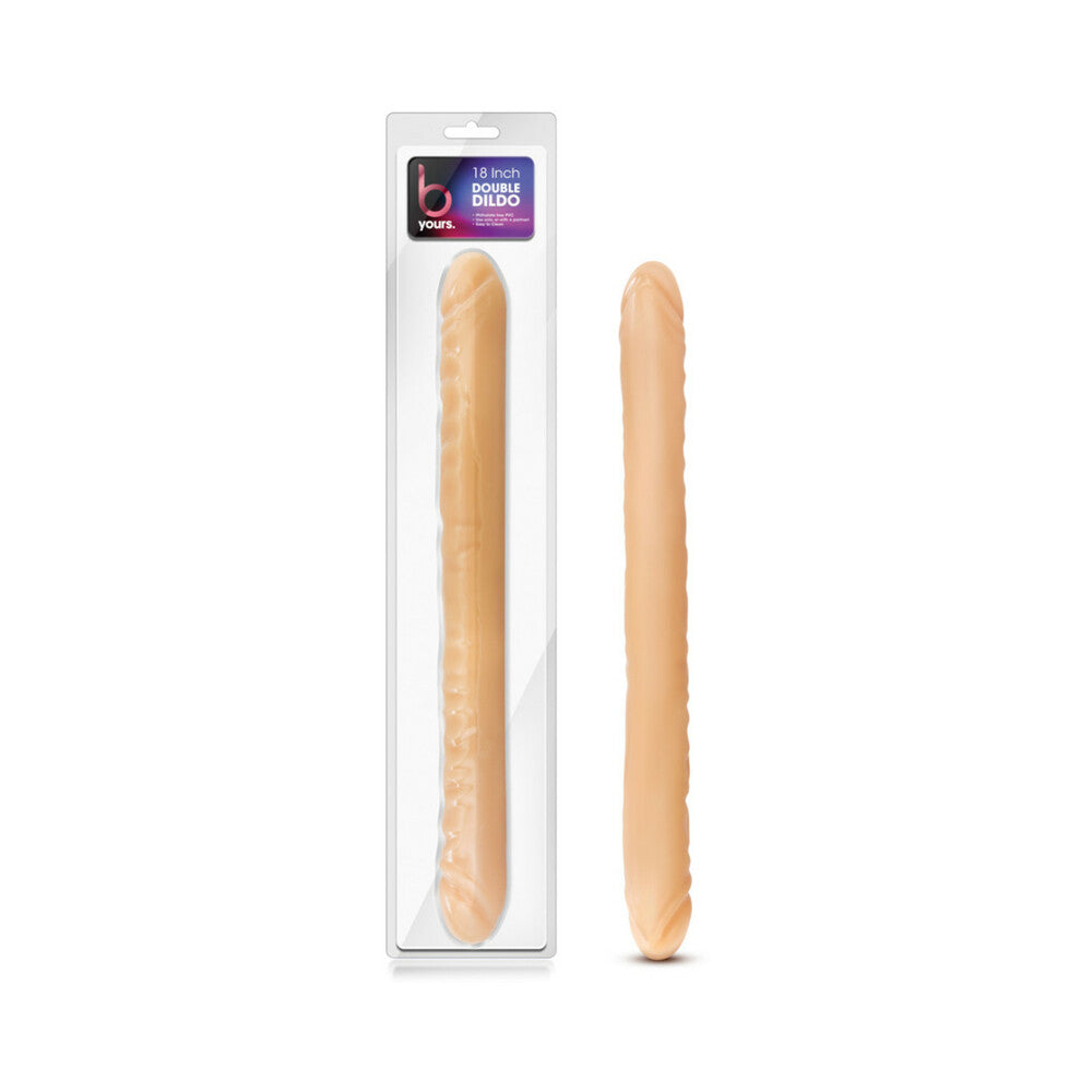 B Yours 18 in. Double Dildo Beige Blush B Yours Beige 18 Inch Double Dildo with clear retail package
