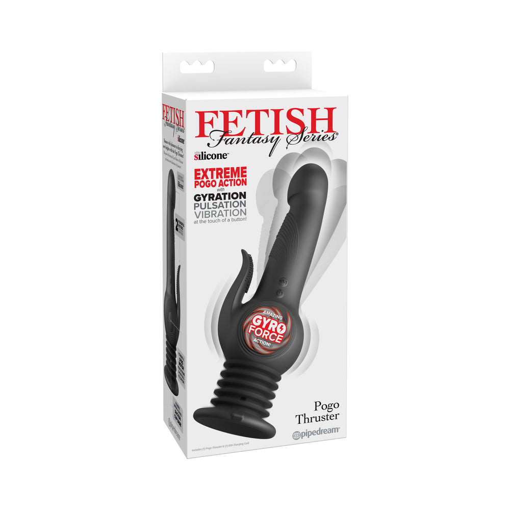 Fetish Fantasy Series Pogo Thruster Black Black Fetish Fantasy Pogo Thruster with ribbed suction base in white box
