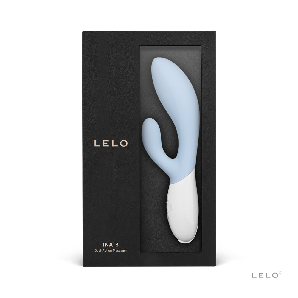 LELO INA 3 Rechargeable Dual Stimulator Seafoam LELO INA 3 Seafoam dual stimulator in black presentation box