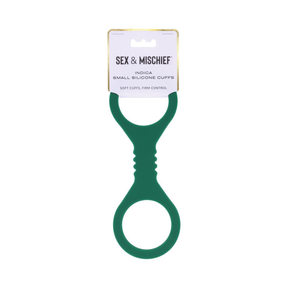 Sportsheets Sex & Mischief Indica Small Silicone Cuffs Small green Sportsheets Indica silicone figure-8 cuffs