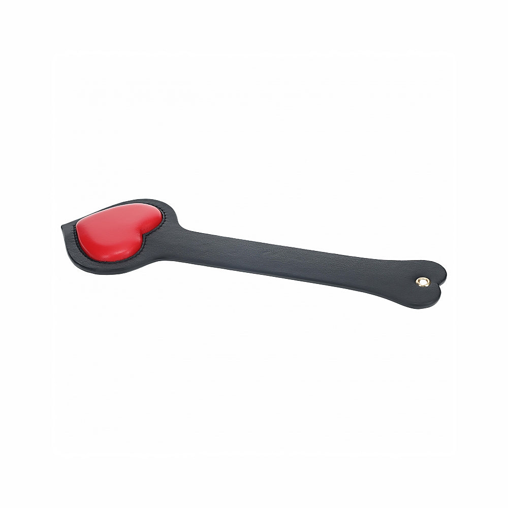 Ouch! International Milan Collection Paddle black leather Milan Collection paddle with raised red heart panel