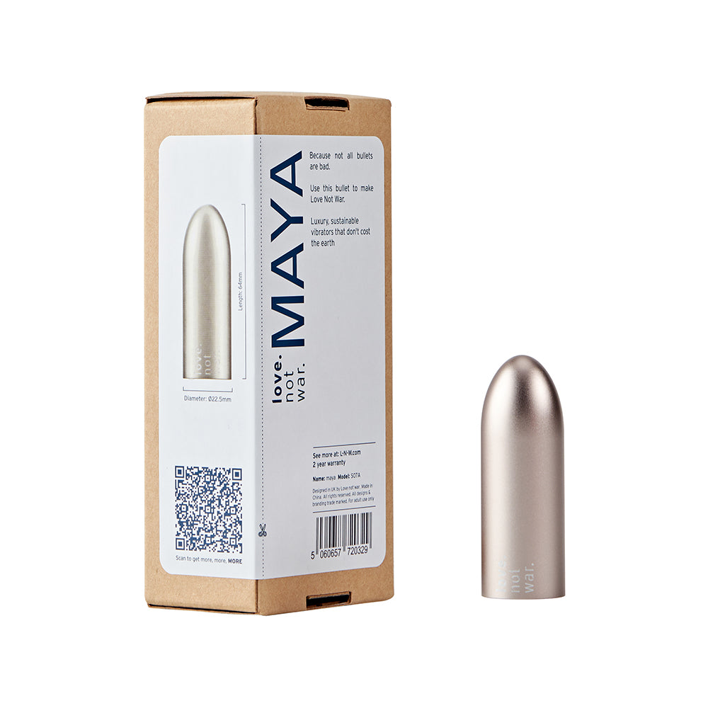 Love Not War Maya Head Grey silver Love Not War Maya tapered aluminum head beside cardboard box