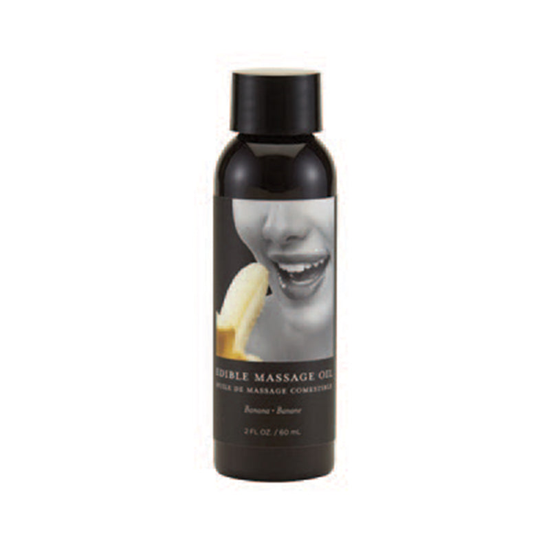 Earthly Body Edible Massage Oil Banana 2oz Earthly Body Banana 2 oz massage oil in black bottle with banana label