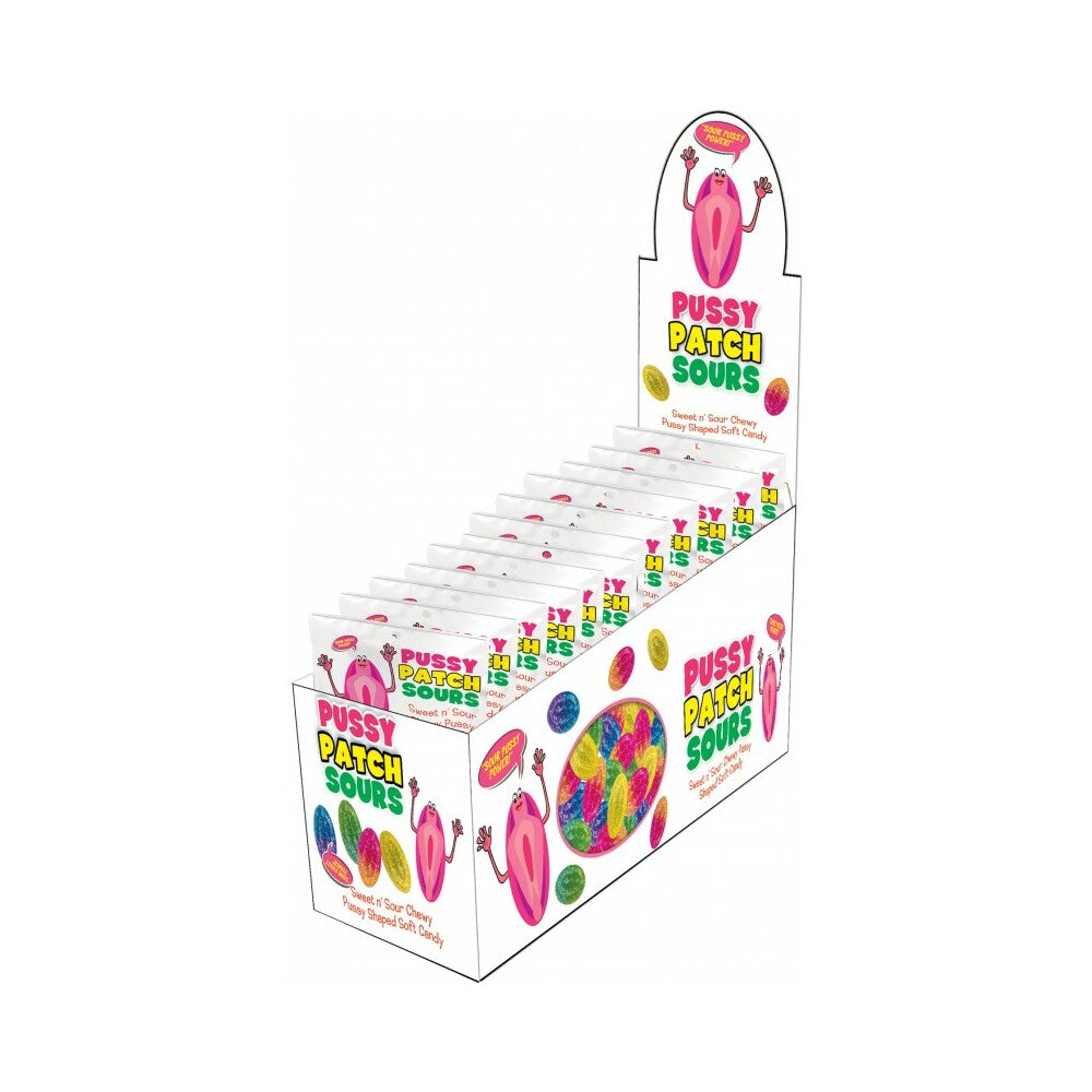 Pussy Patch Sours 12pc Display Pussy Patch Sours 12 Piece Display white countertop tray with individual candy packs