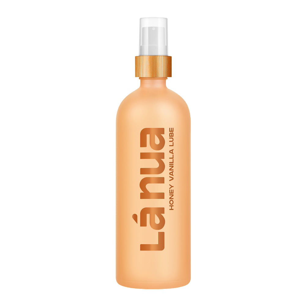 La Nua Honey Vanilla Water-Based Lubricant 6.8 oz. La Nua Honey Vanilla 6.8 oz tall peach-orange pump bottle