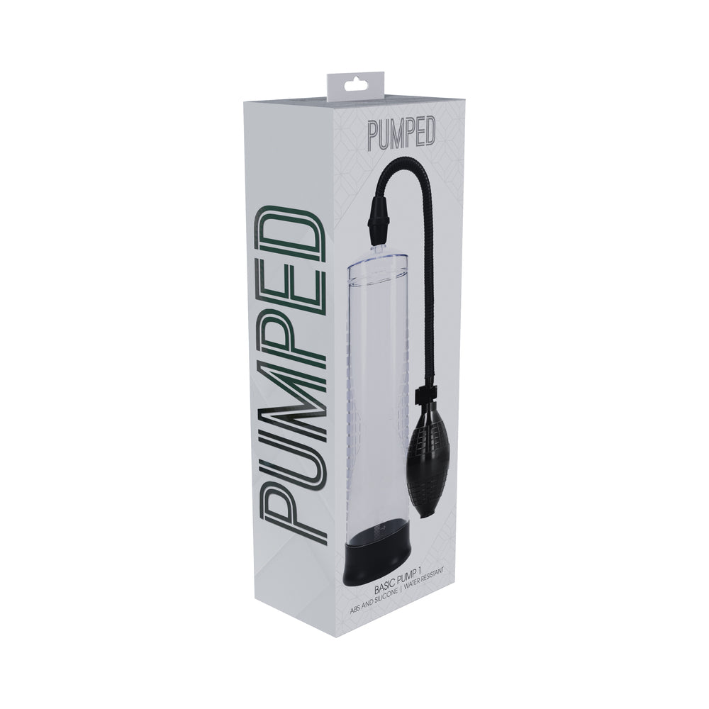 Pumped Basic Pump 1 Water Resistant Transparent Clear Shots Pumped Basic Pump 1 with black squeeze bulb in white retail box