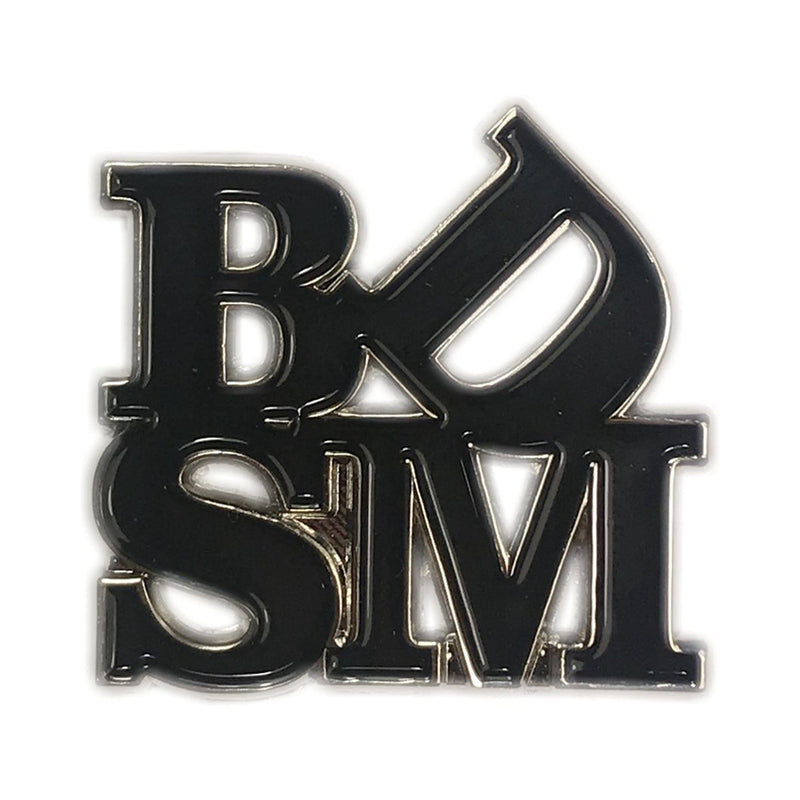 Geeky & Kinky BDSM Love Enamel Pin black BDSM Love enamel pin with stacked B D S M letter design