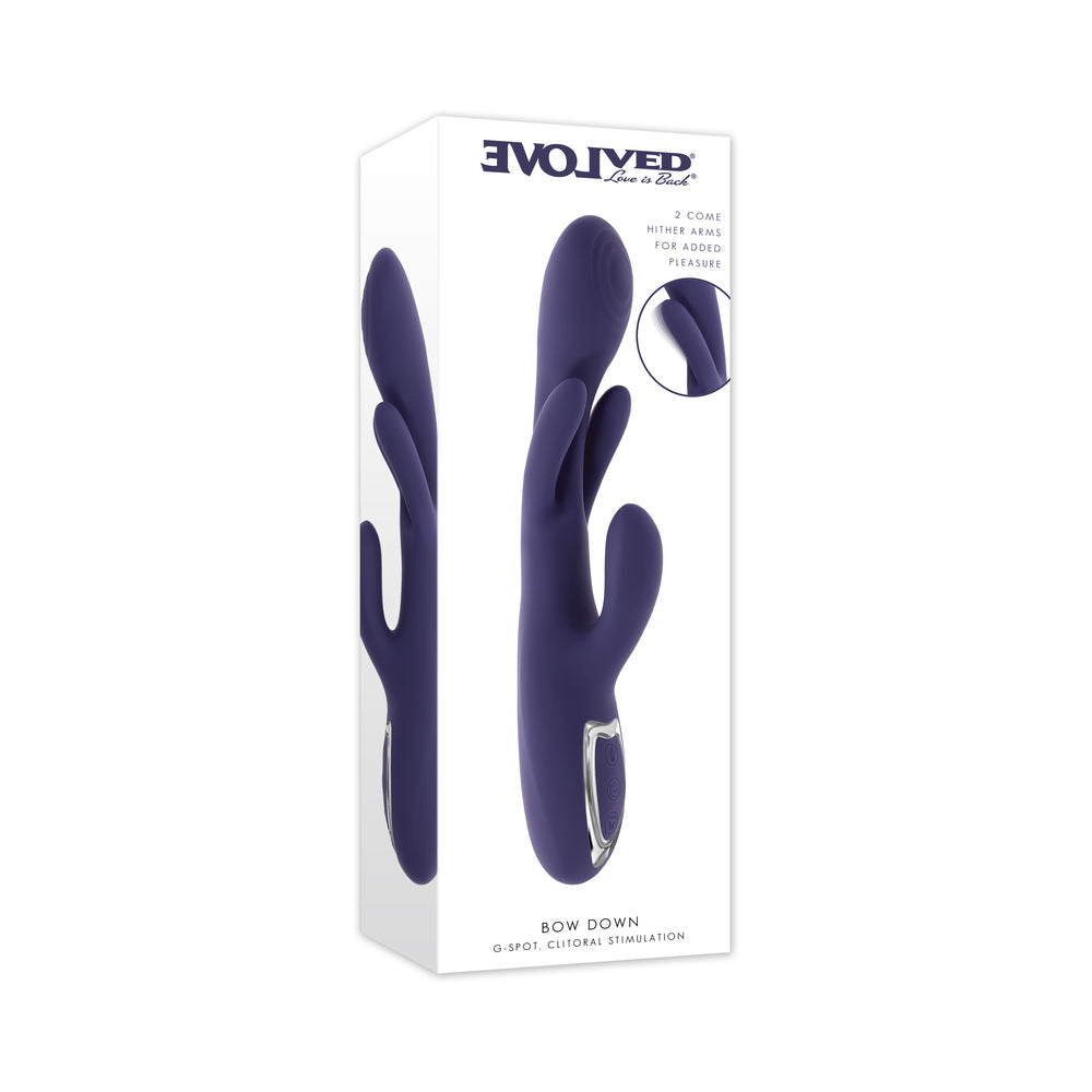 Evolved Bow Down Purple Evolved Bow Down purple multi-arm massager purple retail box front