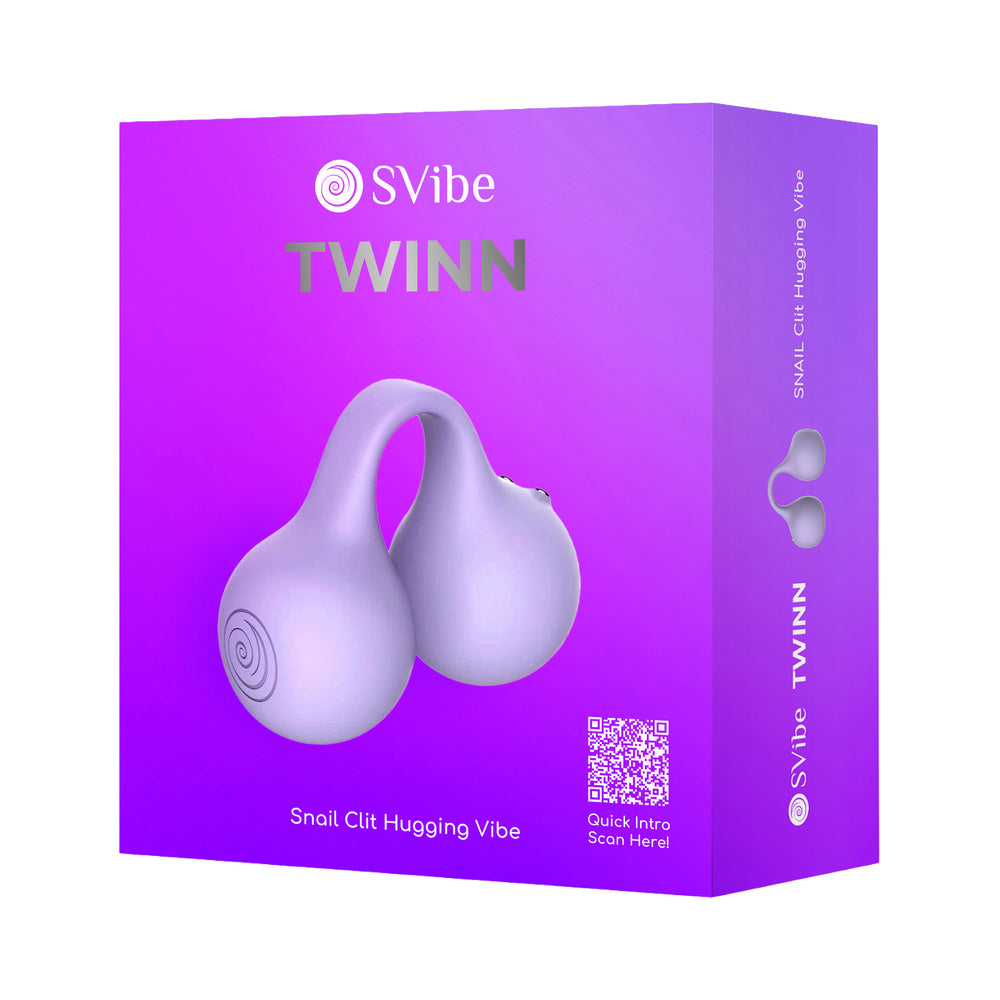 SVibe Snail Twinn Finger Vibrator Lilac (App-Enabled) SVibe Snail Twinn lilac vibrator in purple retail box