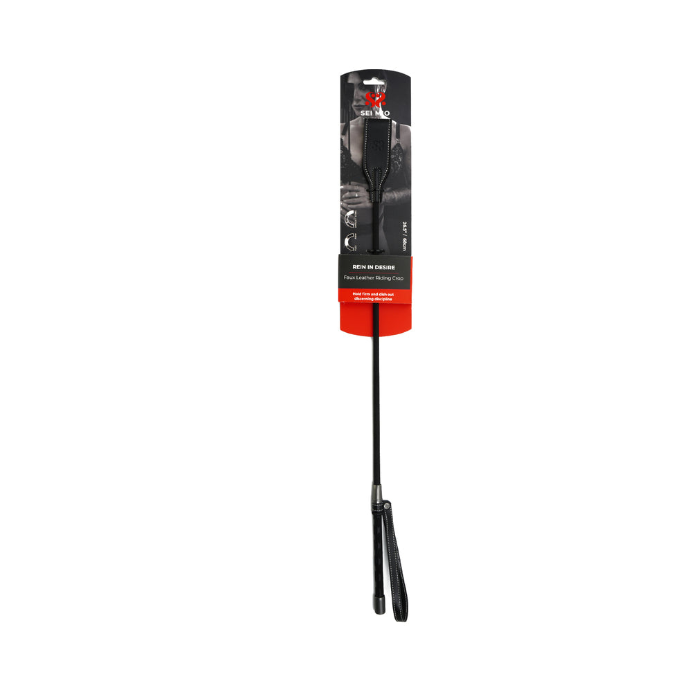SEI MIO Rein in Desire Faux Leather Riding Crop SEI MIO Rein in Desire black faux-leather riding crop
