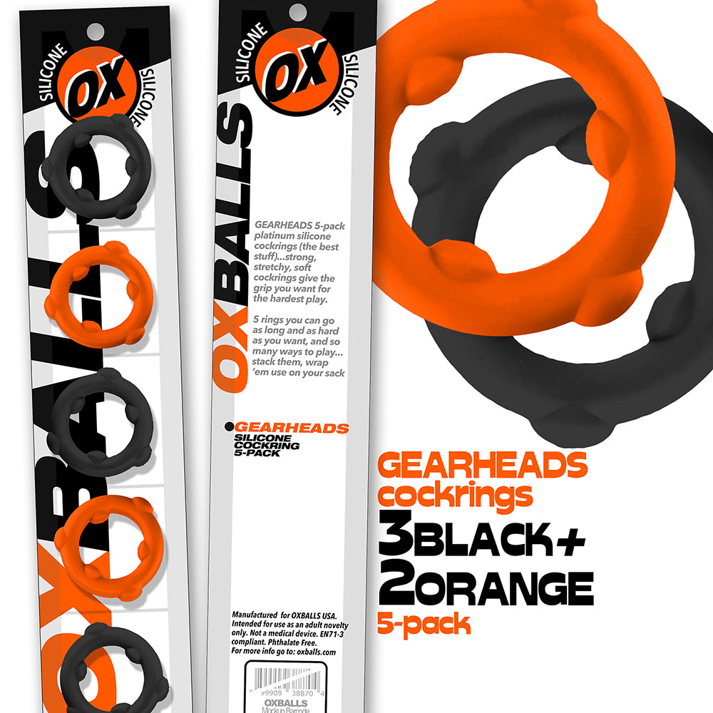 Oxballs Gearheads 5-Pack Spinner Rings Orange/Black Oxballs Gearheads five-pack with orange and black spinner rings