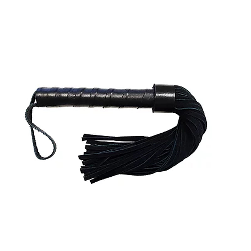 Short Suede Flogger with Leather Handle - BLACK Short Suede Flogger with Leather Handle - BLACK