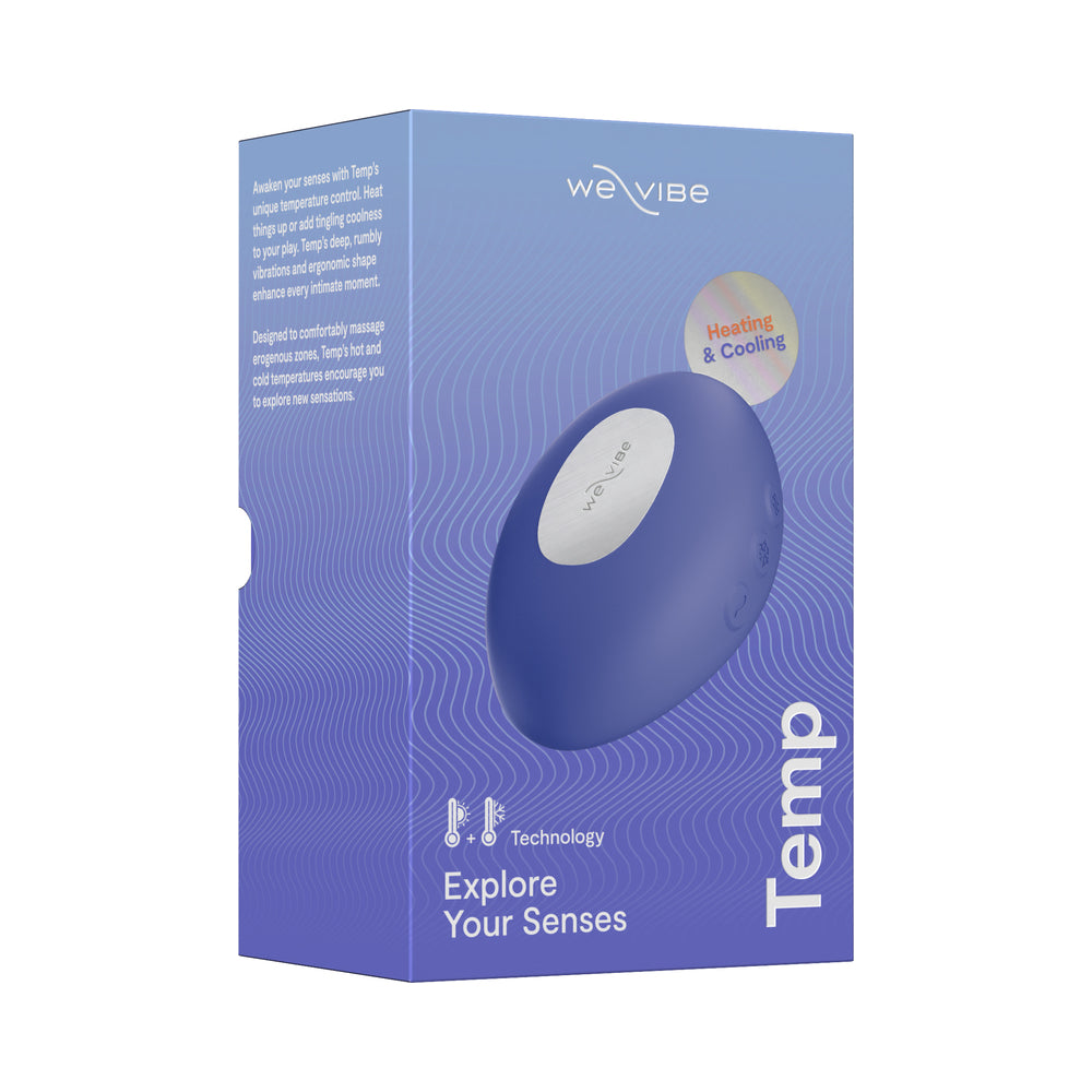 We-Vibe Temp Lavender Blue Lavender blue We-Vibe Temp massager in purple retail box