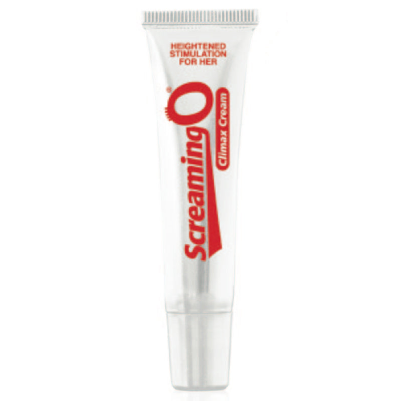 Screaming O Climax Cream Screaming O Climax Cream clear squeeze tube with white cap and red lettering