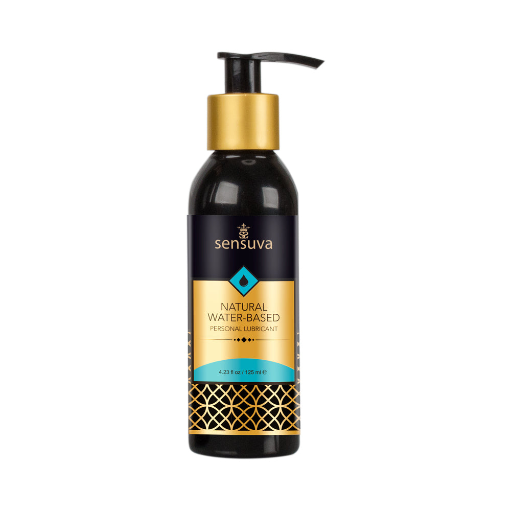Sensuva Natural Water-Based Personal Moisturizer 4.2 oz. Sensuva Natural Moisturizer 4.2 oz black pump bottle with teal and gold front label