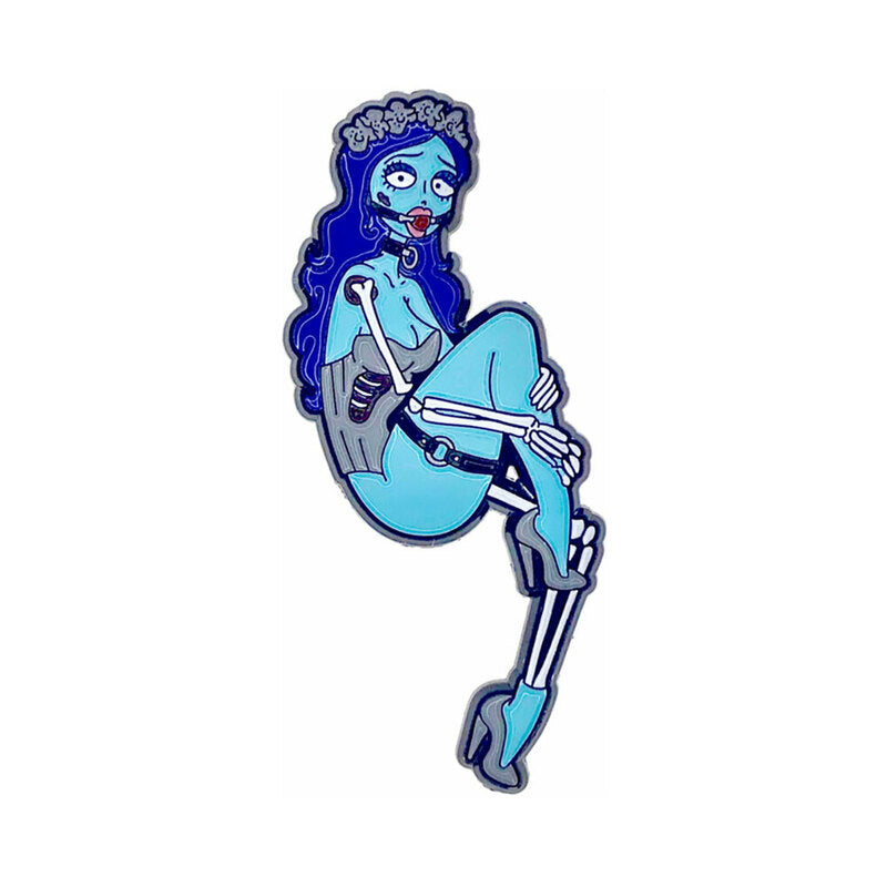 Geeky & Kinky The Dead Bride Enamel Pin blue Dead Bride soft-enamel pin with veil and skeletal leg detail