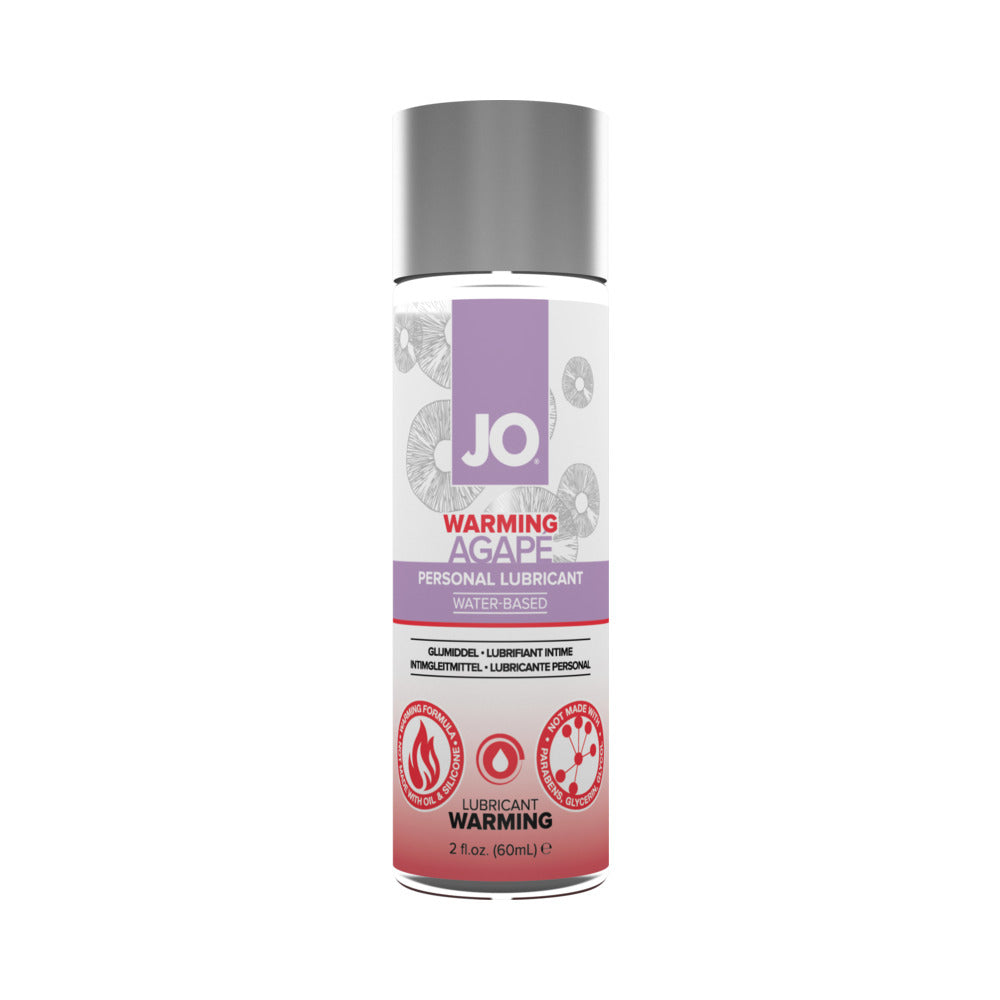 JO Agape Warming Water-Based Lubricant 2 oz. System JO Agape Warming 2 oz silver pump bottle front