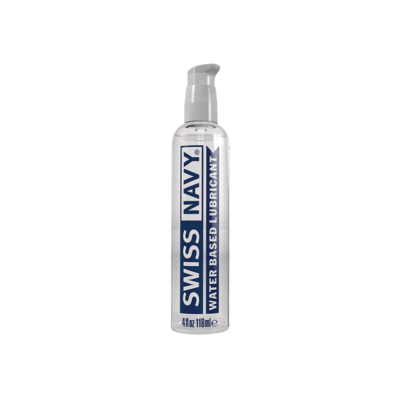 Swiss Navy Water Based Lubricant 4 oz. Swiss Navy four-ounce water-based lubricant pump bottle