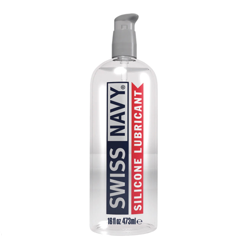 Swiss Navy Silicone Lubricant 16 oz. Swiss Navy sixteen-ounce silicone lubricant wide pump bottle