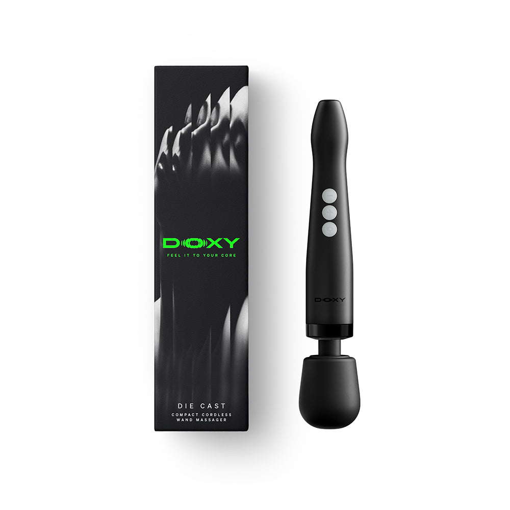 Doxy Die Cast 3R Rech Wand Black Doxy Die Cast 3R black wand beside black retail box