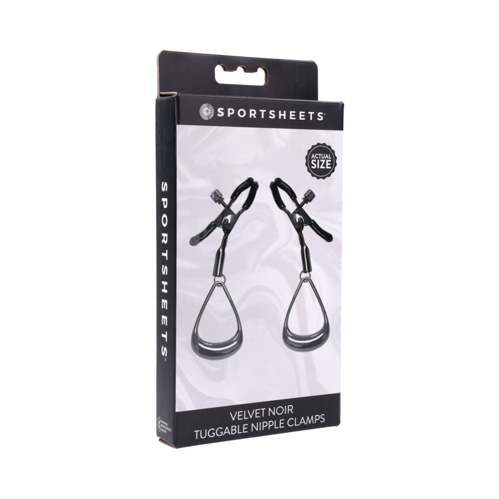 Sportsheets Velvet Noir Tuggable Nipple Clamps Sportsheets Velvet Noir tuggable nipple clamps in black box