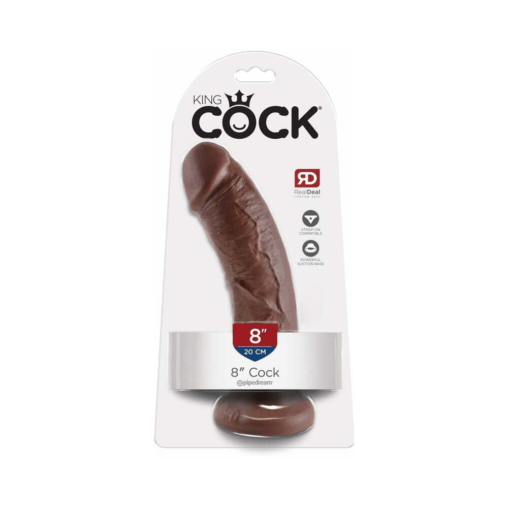 King Cock 8 in. Cock Realistic Dildo With Suction Cup Brown Pipedream King Cock 8-Inch Brown Dildo retail card front