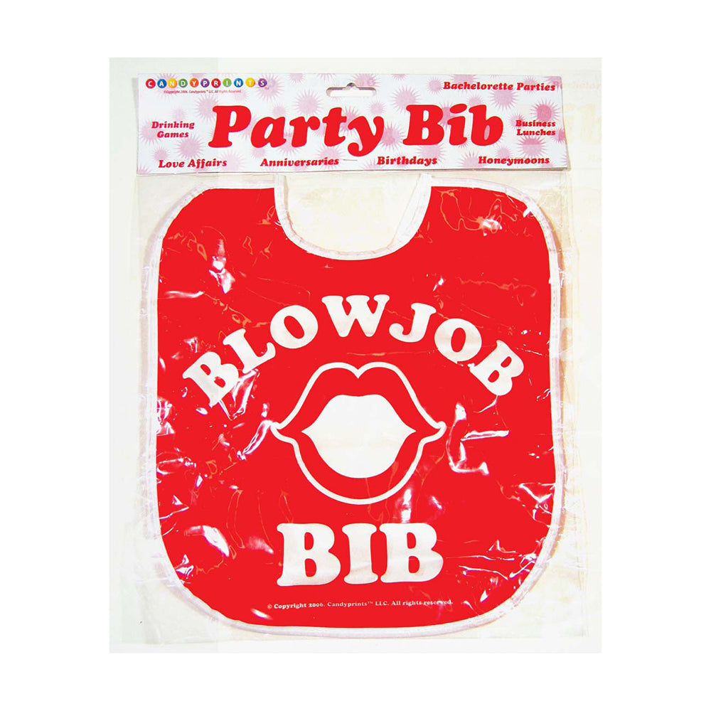 Blow Job Bib Red Little Genie red Blow Job Bib folded in clear retail package