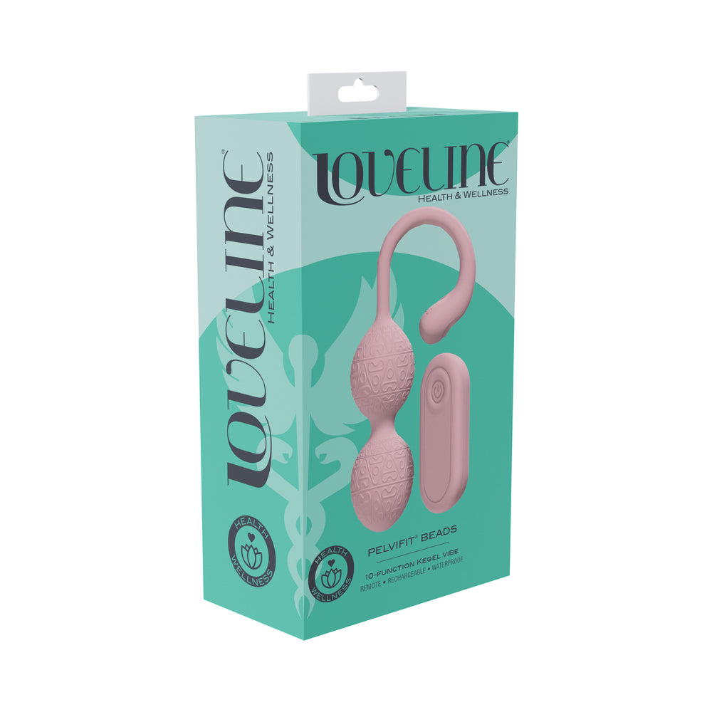 LoveLine PelviFit Beads Kegel Vibe Waterproof Remote Pink Shots LoveLine PelviFit Beads pink set with handheld remote
