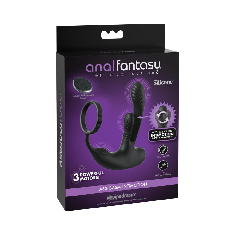 Anal Fantasy Elite Ass-Gasm intiMotion Black Anal Fantasy Elite Ass-Gasm intiMotion black massager purple and black retail box front