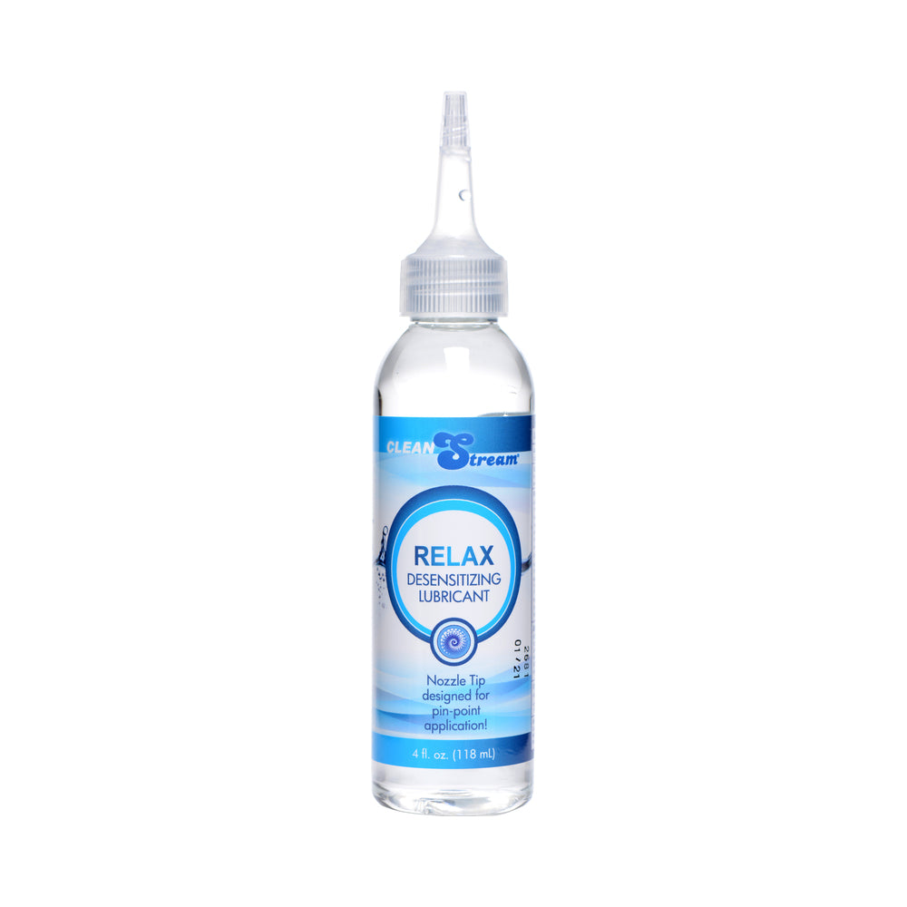 CleanStream Relax Desensitizing Nozzle Tip Lubricant 4 oz. clear 4 fl oz CleanStream Relax lubricant bottle with pointed nozzle cap