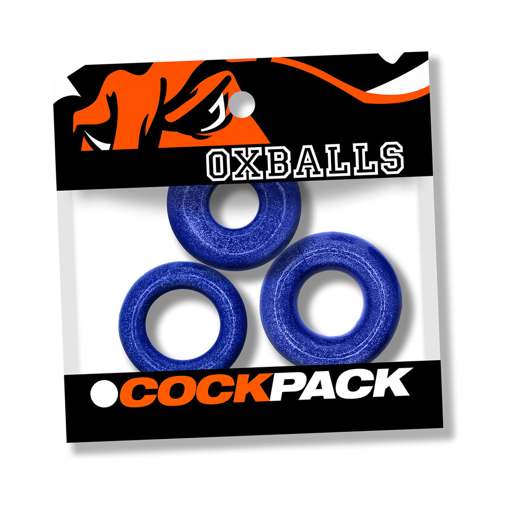 Oxballs Cockpack Multi Design 3-Pack Blue Fire Blue Fire Oxballs Cockpack three rings under branded header