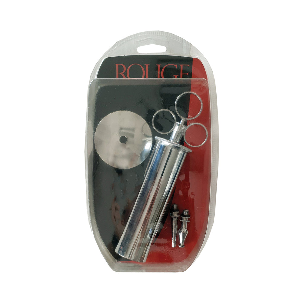 Rouge Stainless Steel Enema Syringe Rouge 100 ml stainless steel enema syringe with shield and two tips in blister pack