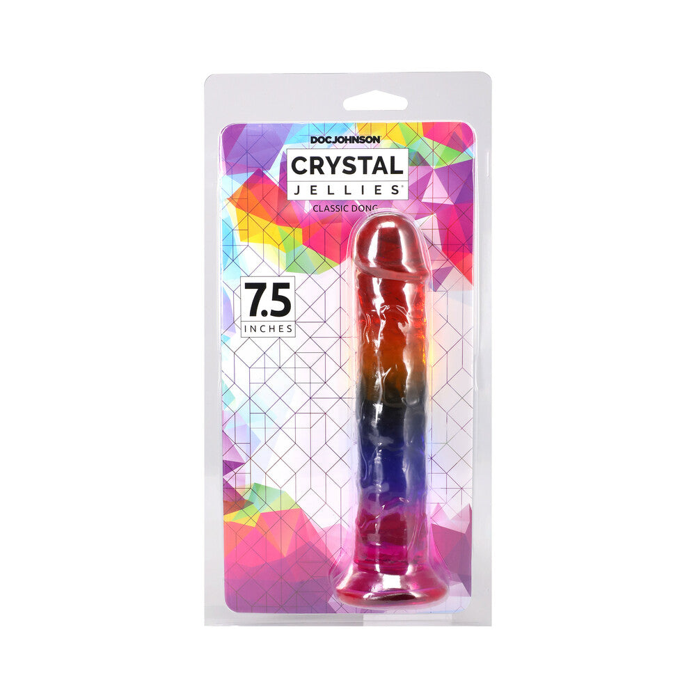 Crystal Jellies 7.5 in. Dong Rainbow Crystal Jellies 7.5-inch rainbow dildo in retail package