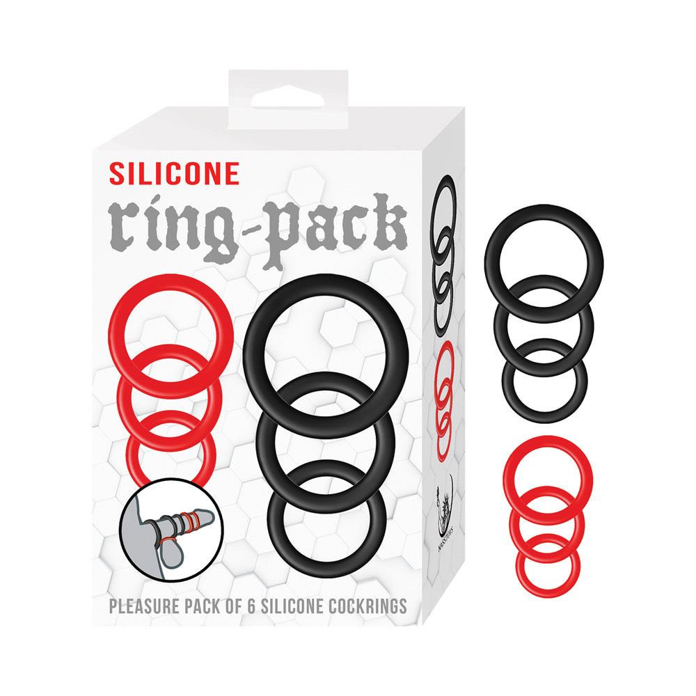 Silicone Ring 6 Pack Red&Black Silicone Ring 6 Pack Red&Black