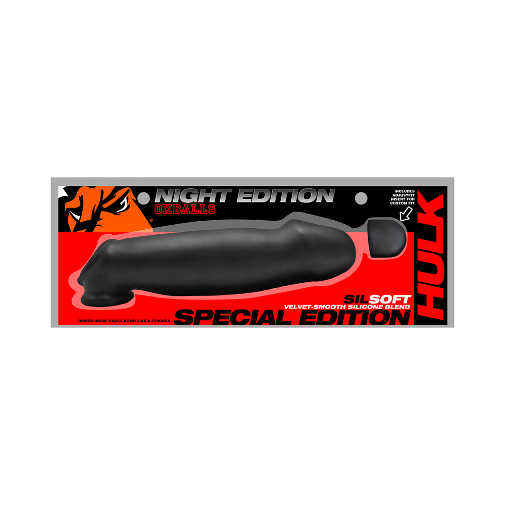 Oxballs Hulk Gargantic Jack-U Texture Cocksheath Special Edition Night Oxballs Hulk Night black textured silicone cocksheath package