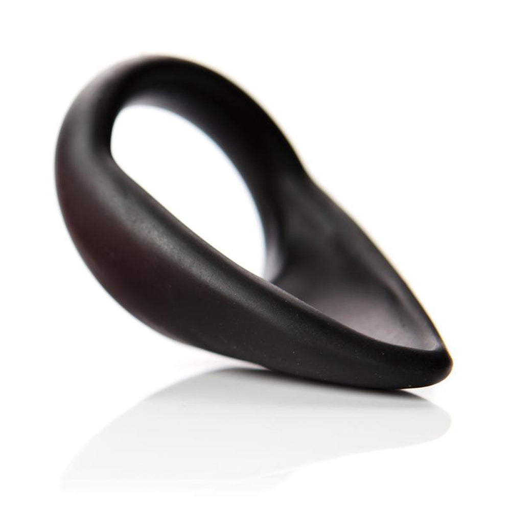 Tantus Cock Sling Teardrop 1.75 in. Onyx Black Tantus Teardrop cock sling with open loop and contoured tongue