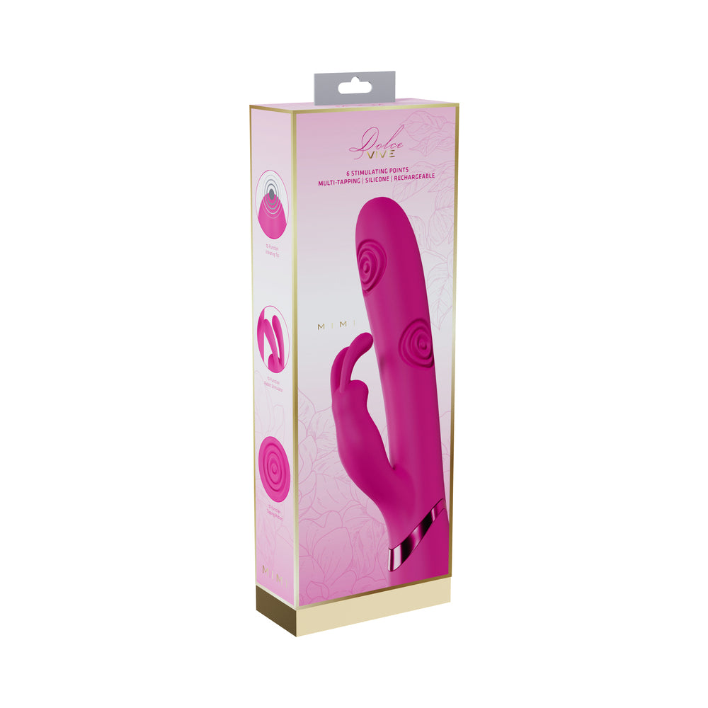 VIVE Mimi Rechargeable G-Spot Vibrating and Tapping Rabbit Pink VIVE Mimi pink three-motor rabbit vibrator retail box