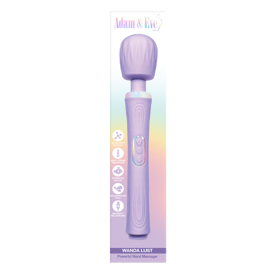 Adam & Eve Wanda Lust Powerful Wand Massager Adam and Eve Wanda Lust lilac massager in retail card