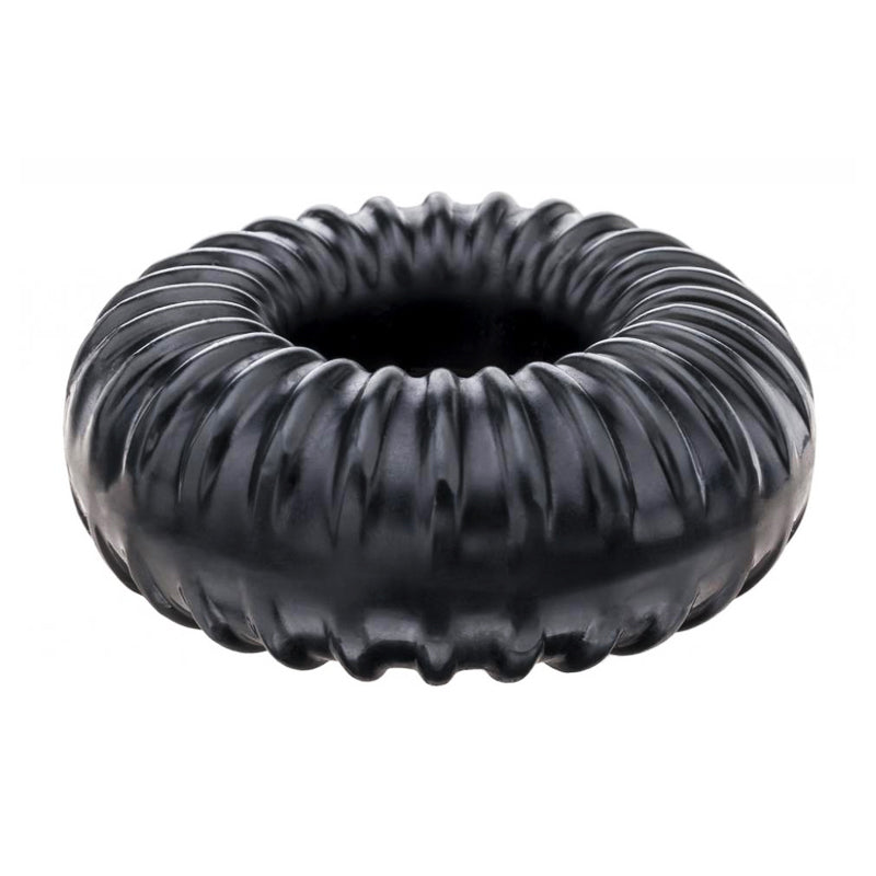 Ribbed Ring - Black Perfect Fit Black Ribbed Ring black thick ring with diagonal ribs and raised beads