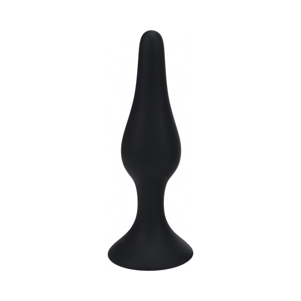 LEVELZ Slim Silicone Anal Plug XLarge Black Extra-large black LEVELZ slim plug with broad flared base