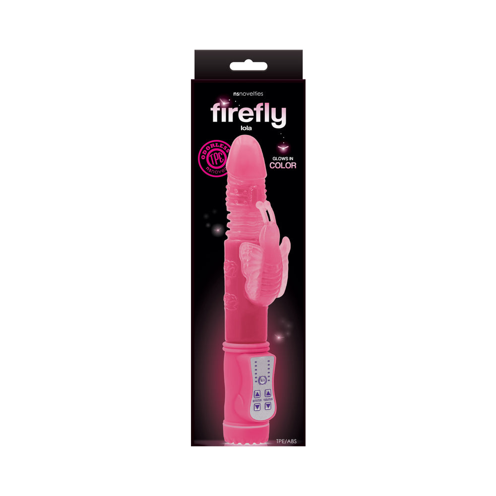 Firefly Lola Thrusting Butterfly Vibrator Pink Firefly Lola pink thrusting butterfly vibrator retail box
