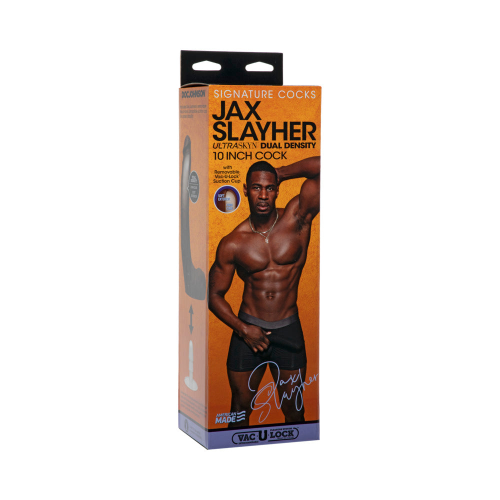 Signature Cocks Jax Slayher 10 Inch ULTRASKYN Cock with Removable Vac-U-Lock Suction Cup Chocolate Jax Slayher 10-inch Signature Cock retail box