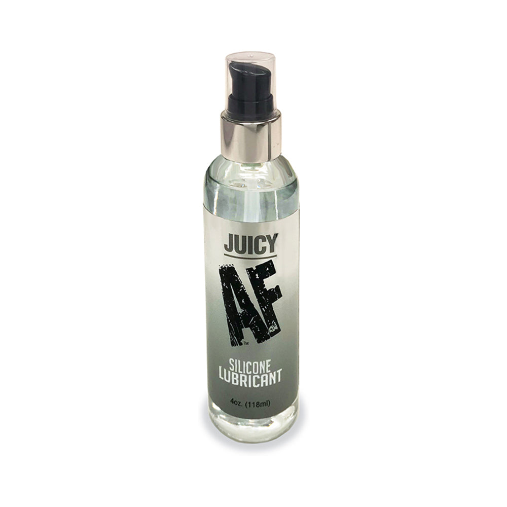 Juicy AF Silicone Lubricant 4 oz. Juicy AF 4 oz clear silicone lubricant in pump bottle