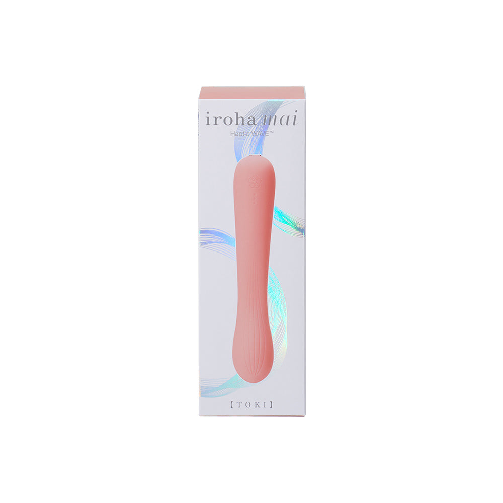 iroha mai TOKI light pink iroha mai TOKI vibrator pictured on white box with iridescent wave graphics
