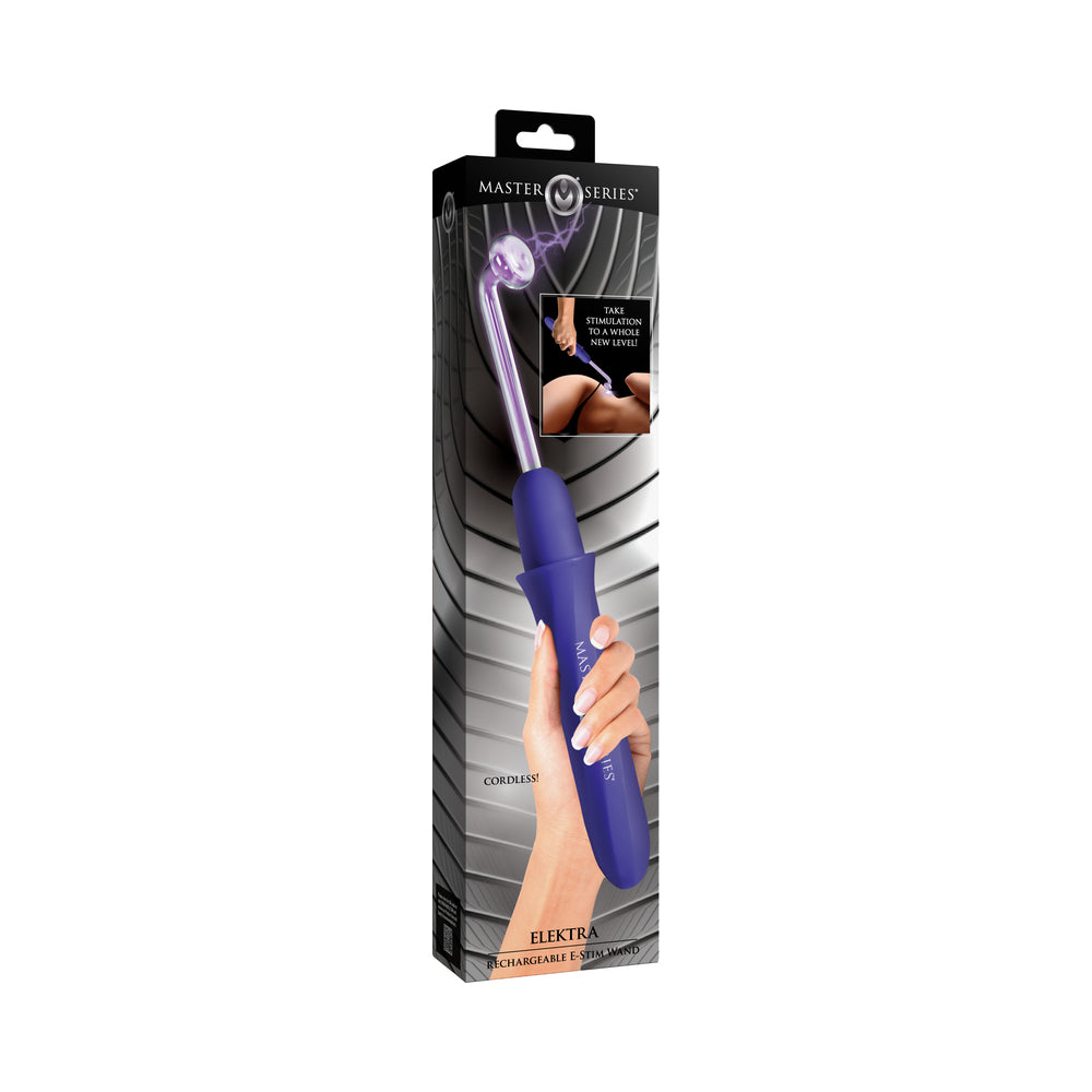 Master Series Elektra Rechargeable E-Stim Wand Purple Master Series Elektra purple e-stim wand retail box