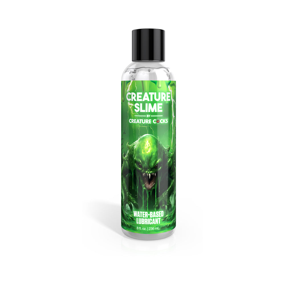 Creature Slime Water-Based Lubricant 8 oz. XR Brands Creature Slime clear 8 oz lubricant bottle with black cap and green sea-creature label