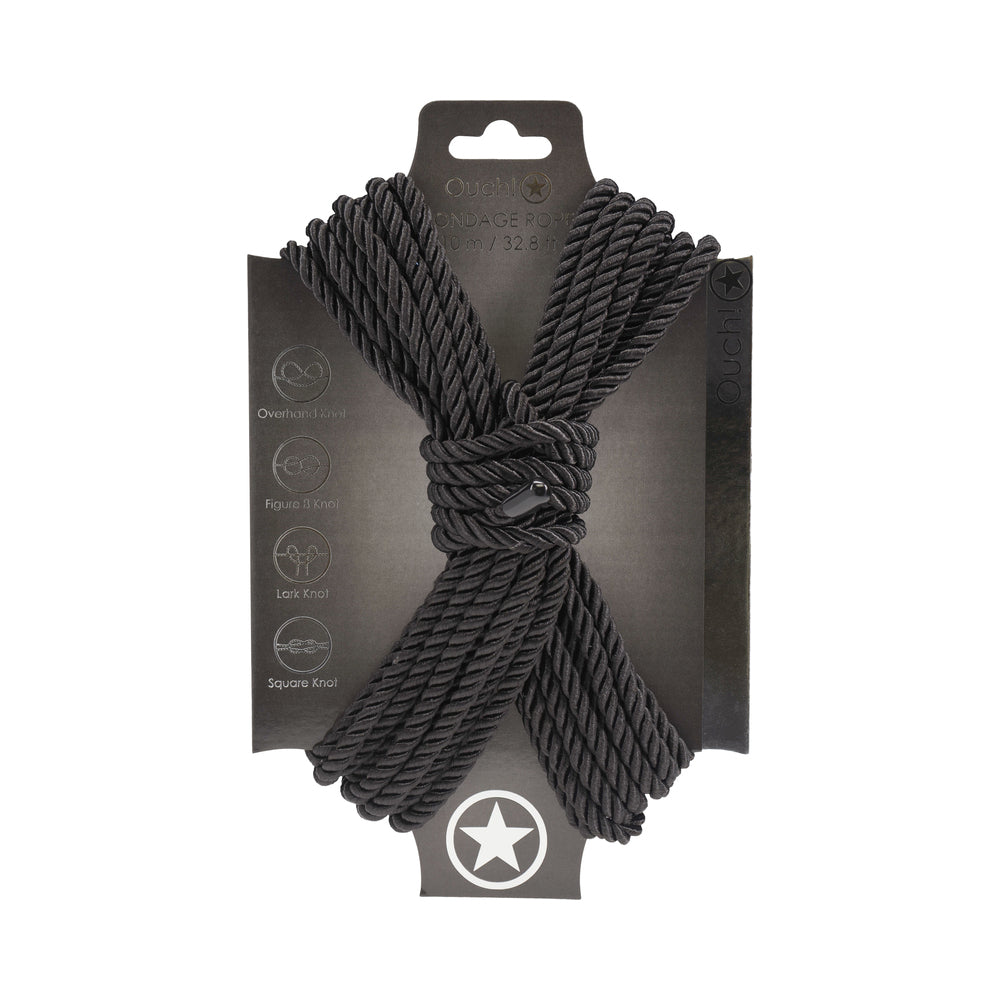 Ouch! Bondage Rope 10 m Nylon Black Shots Ouch black 10 m twisted nylon bondage rope on card