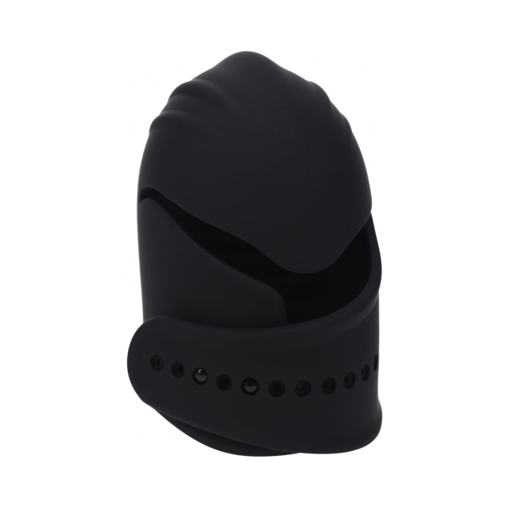 LEVELZ Adjustable Vibrating Silicone Penis Head Stimulator Black Black LEVELZ adjustable head stimulator with rounded cap